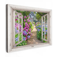 LEINWANDBILD Hortensie - Durchsichtig - Blumen - Sommer - Lila - Weg 40x30 cm - Lila, Textil (40/30cm) - MuchoWow