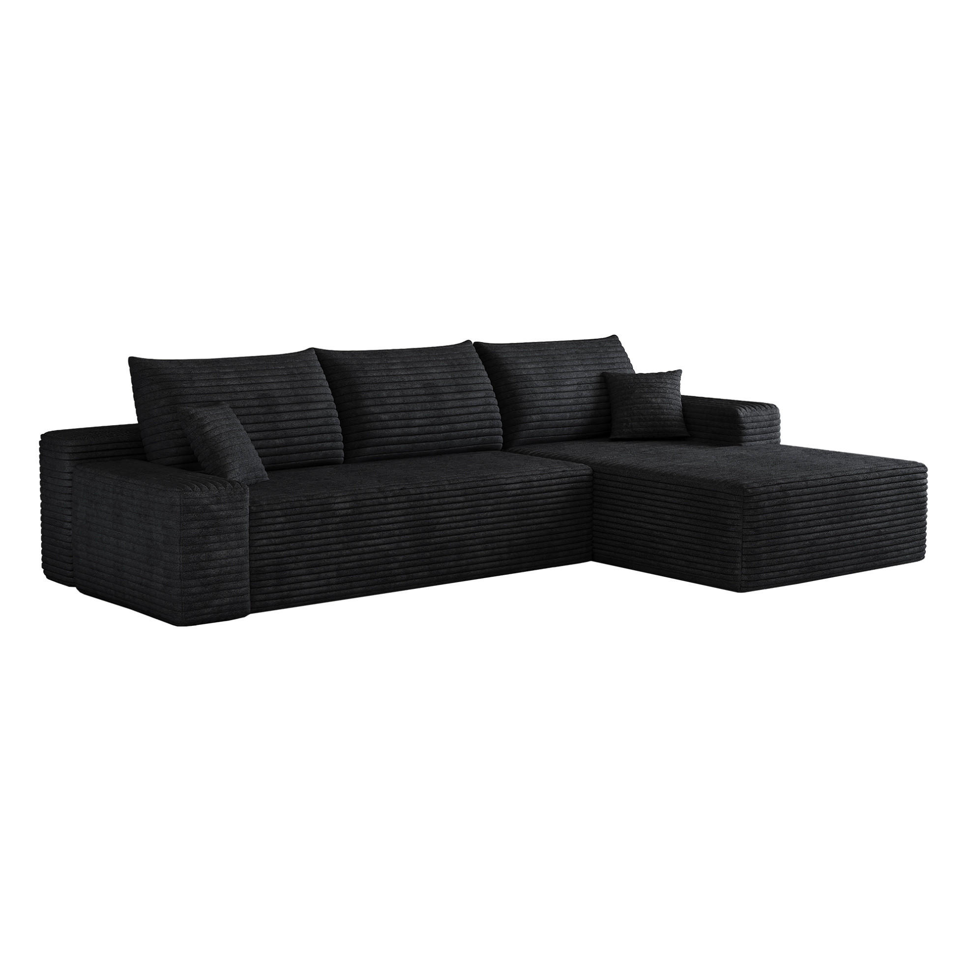 ECKSOFA 270/175/83 cm in Schwarz aus Cordstoff, modular und bequem - Schwarz, Textil (175/270cm) - Flora Grace