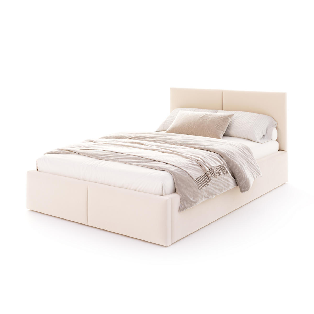 POLSTERBETT Amber Beige - Birkefarben/Beige, Holzwerkstoff (90/200cm) - FDM