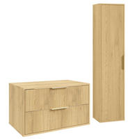 BADMÖBEL-SET Rimini 2 Teile Eiche - 80 x 46 x 46 cm - Eichefarben, Holz (80/46/46cm) - Badplaats