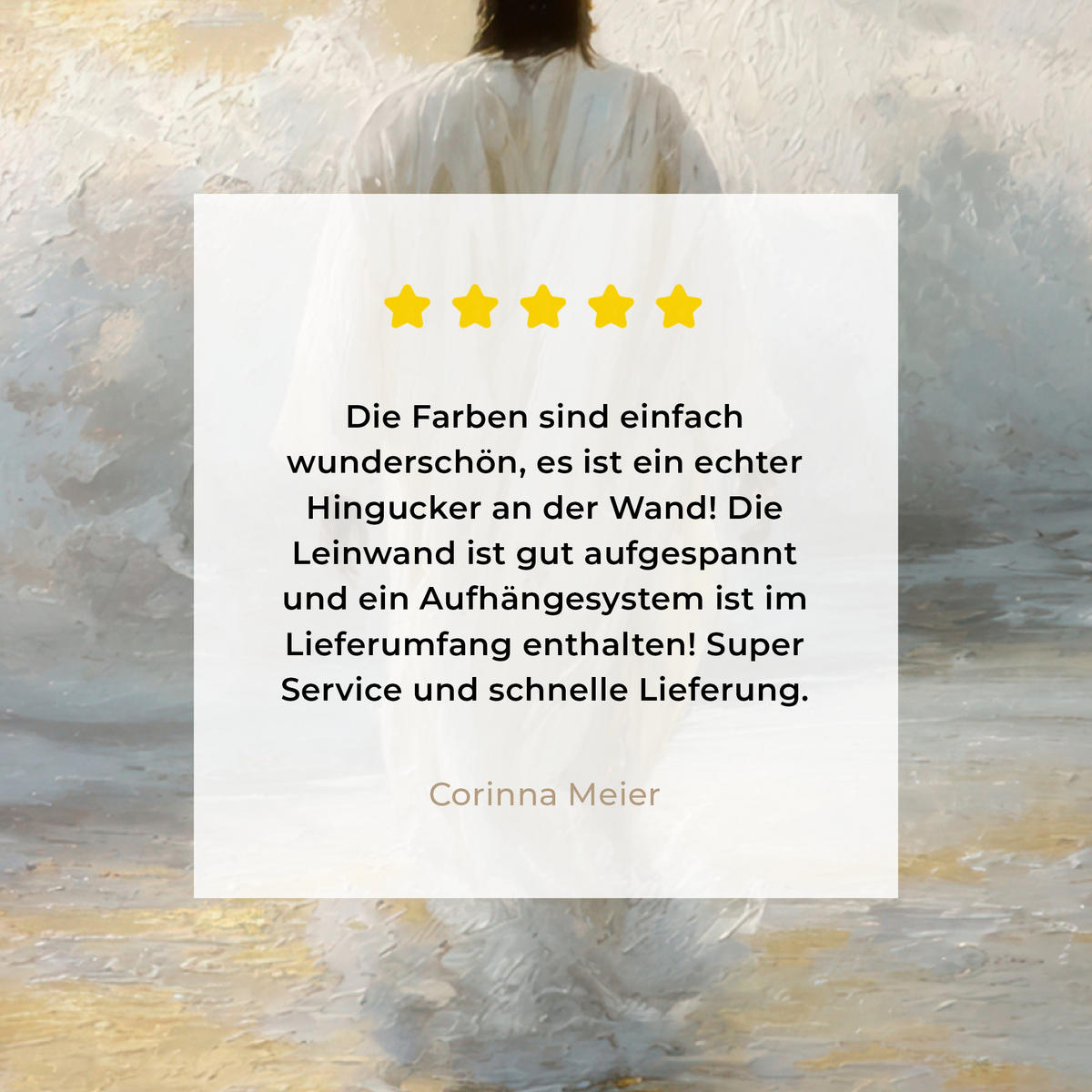 LEINWANDBILD Gemälde - Welle - Jesus - Abstrakt Wandbild Wohnzimmer 50x50 cm - Goldfarben, Textil (50/50cm) - MuchoWow