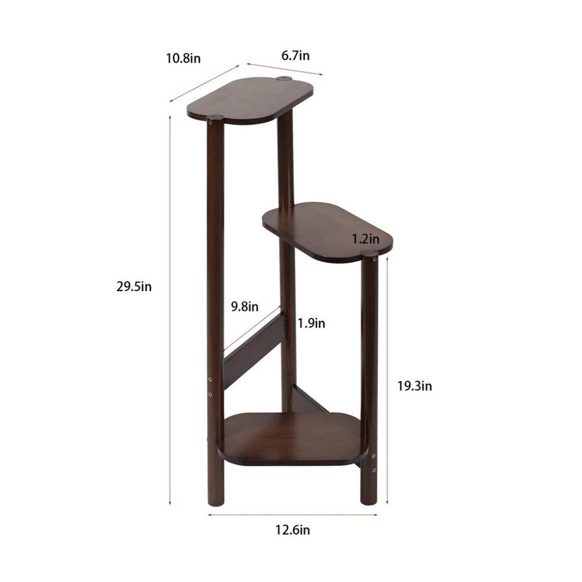 PFLANZENREGAL 3-Tier Bambus für Ecke Balkon und Schlafzimmer, Braun - Braun, Holzwerkstoff (30.48/75/27.4cm) - Kaket