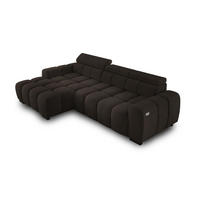 ECKSOFA OMBO 285x168x77/97 cm, Links, Schlaffunktion, elektr. Sitz, Kopfstützen, Buche dunkel, hydrophober SALVADOR-Stoff – Olivgrün - Anthrazit, Holz/Textil (168/285cm) - DomoHome