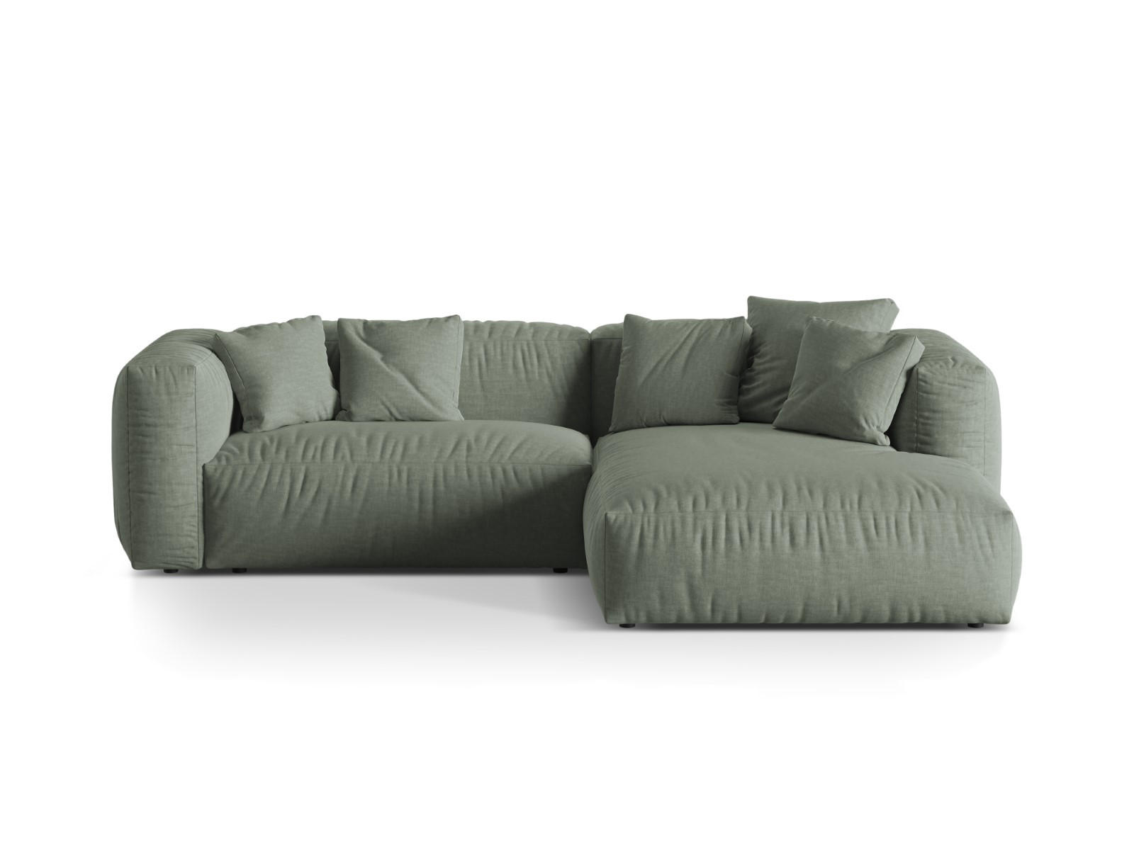 ECKSOFA modular rechts Martina aus strukturiertem Stoff moosgrün 2 Sitzplätze - Salbeigrün, Textil (176/283cm) - Micadoni