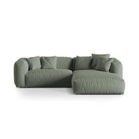 ECKSOFA modular rechts Martina aus strukturiertem Stoff moosgrün 2 Sitzplätze - Salbeigrün, Textil (176/283cm) - Micadoni