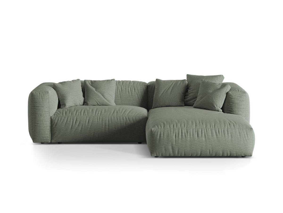 ECKSOFA modular rechts Martina aus strukturiertem Stoff moosgrün 2 Sitzplätze - Salbeigrün, Textil (176/283cm) - Micadoni