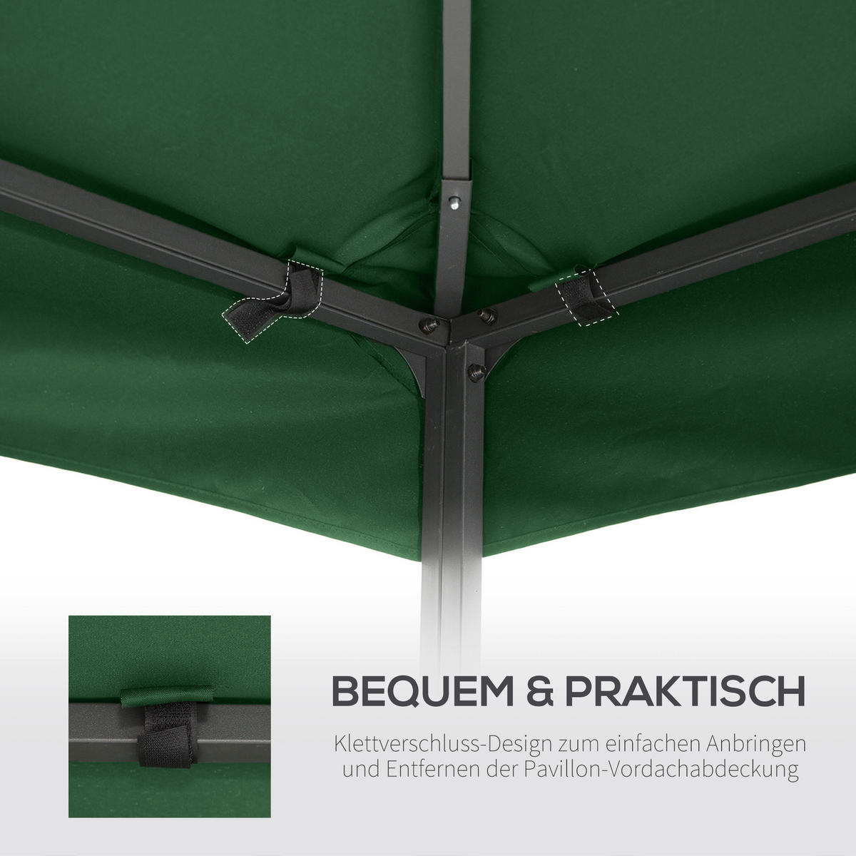 OUTSUNNY Ersatzdach für Pavillon 3x3 m, wasserabweisendes Pavillondach aus Polyester für Gartenpavillon und Partyzelt, Dunkelgrün - Grün, Textil (300/18/300cm)