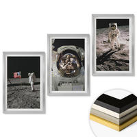 WANDBILDER 3er Set - 40x60 cm Silberner Rahmen - NASA-Mondlandung - Silberfarben, Kunststoff (40/60cm) - ArtPrintCave