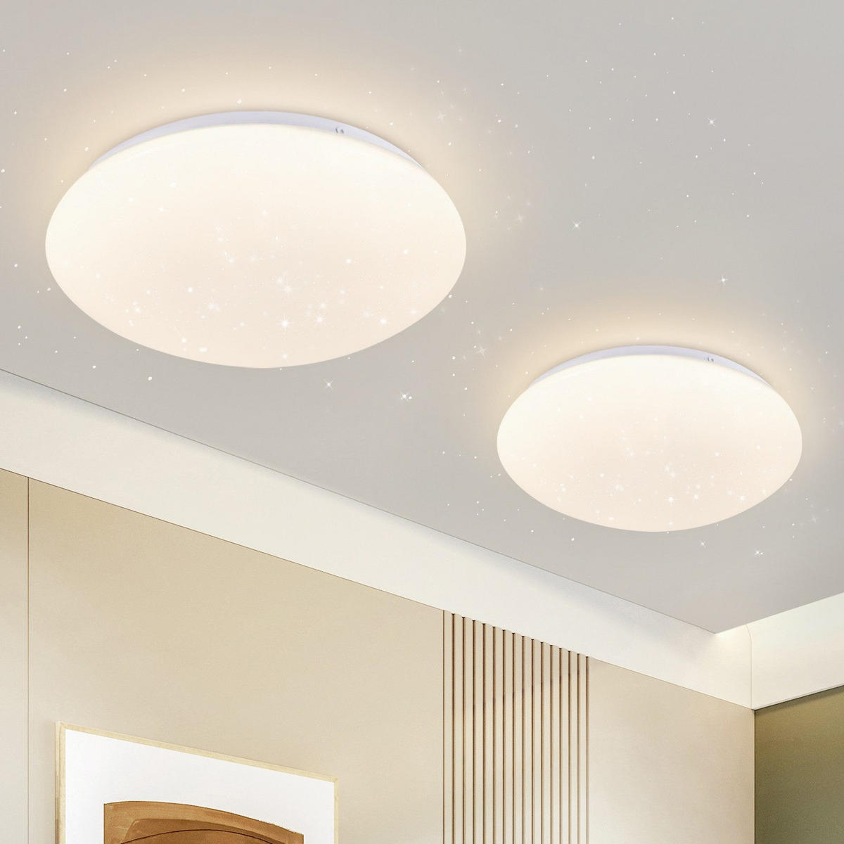 DECKENLEUCHTE LED Wohnzimmer Ø16.8CM - Weiß, Kunststoff (16/16/6.7cm) - ZMH