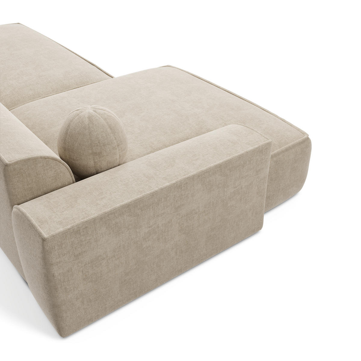 ECKSOFA LINKS Samt Creme 260cm - Creme, Textil (155/260cm) - Sia Home