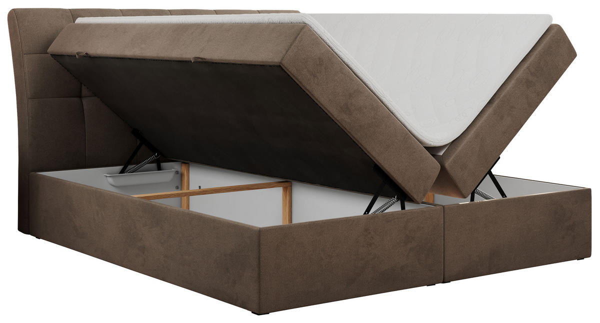 BOXBETT DIEGOS 120/200 Braun Velvet - H3 - Braun, Holz/Textil (120/200cm) - MKS