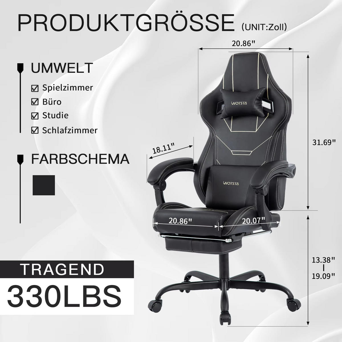 GAMINGSTUHL Gepolstert mit Fußablage Ergonomisch Blau - Blau, Metall (52.98/128.98/50.98cm) - Kaket