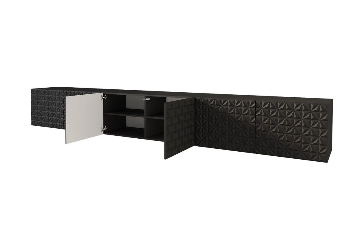 LOWBOARD VIRA-W 3x100x40x41 cm - Schwarz - Schwarz, Holzwerkstoff (300/40/41cm) - ALTDECOR