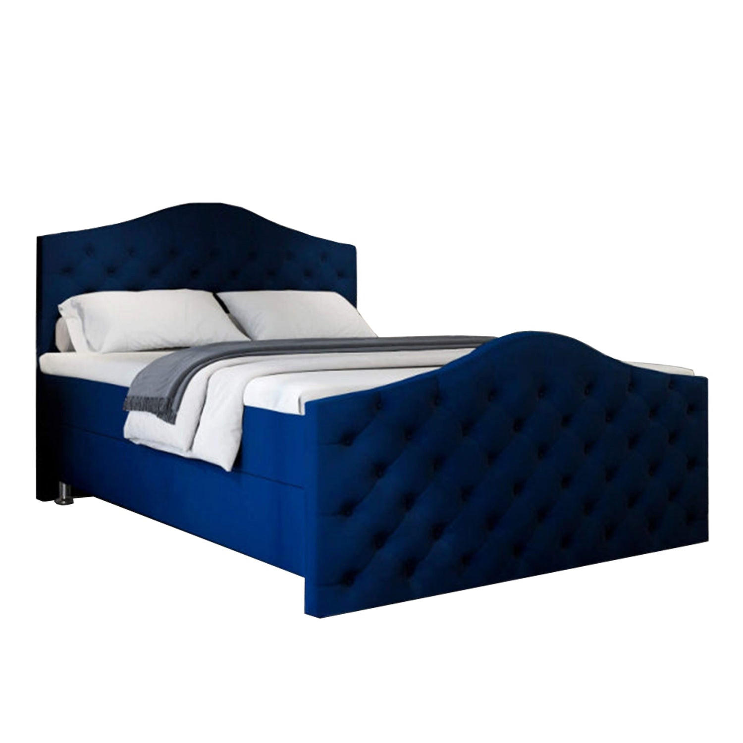 BOXBETT Roma Bonellfederkern inkl. 7-Zonen Topper T-30 mit Bettkasten - Blau, Holz/Holzwerkstoff (180/200cm) - Best For Home