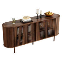 SIDEBOARD 160x40x70cm Walnuss mit 4 Schiebetüren - Walnussfarben, Holzwerkstoff (160/70/40cm) - FLIEKS
