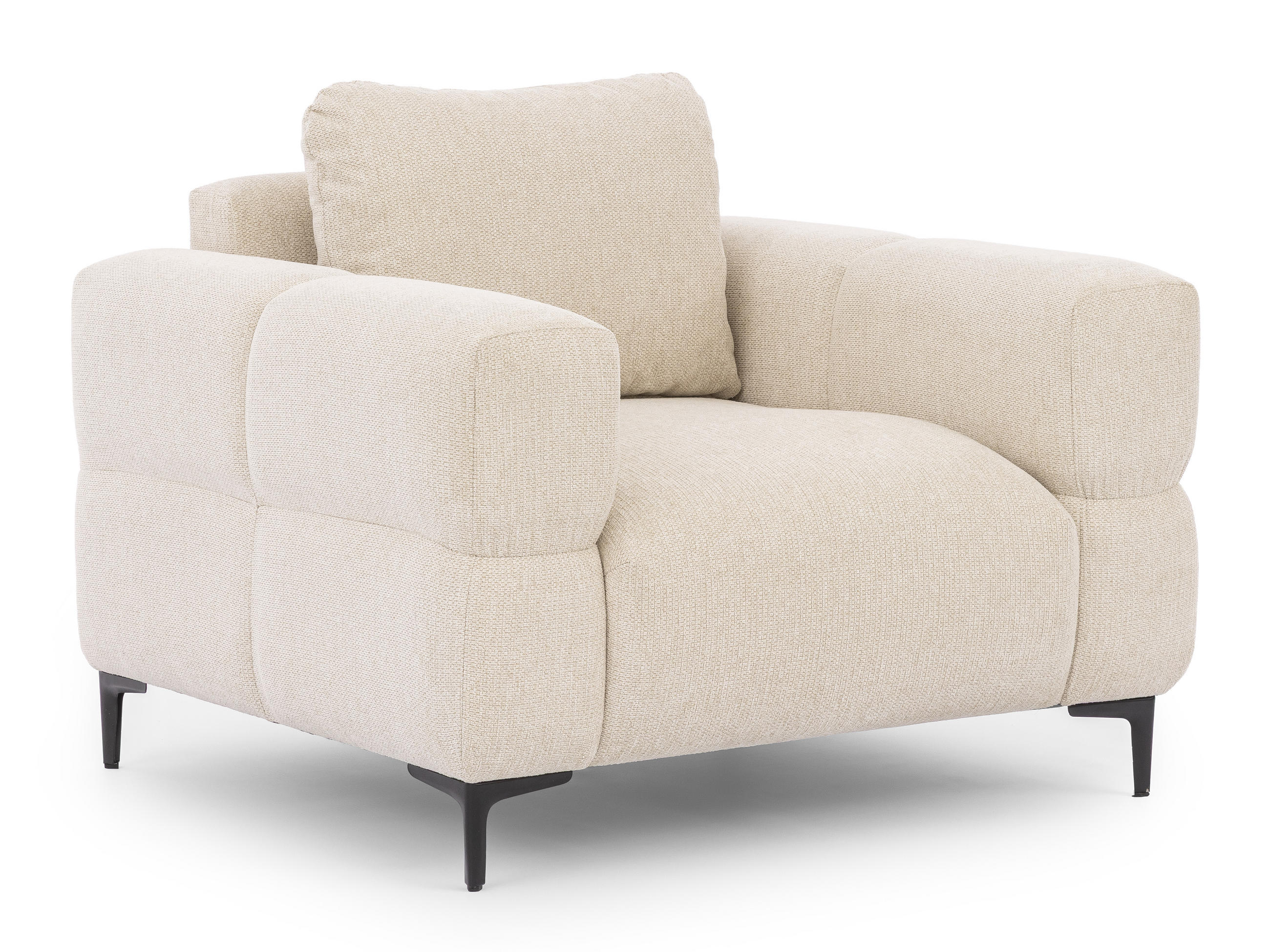 SESSEL Cardea in Bubble-Optik aus weichem Hellbeige Strukturstoff mit hohem Sitzkomfort - Beige/Schwarz, Holz/Textil (102/80/97cm) - S-Style Möbel