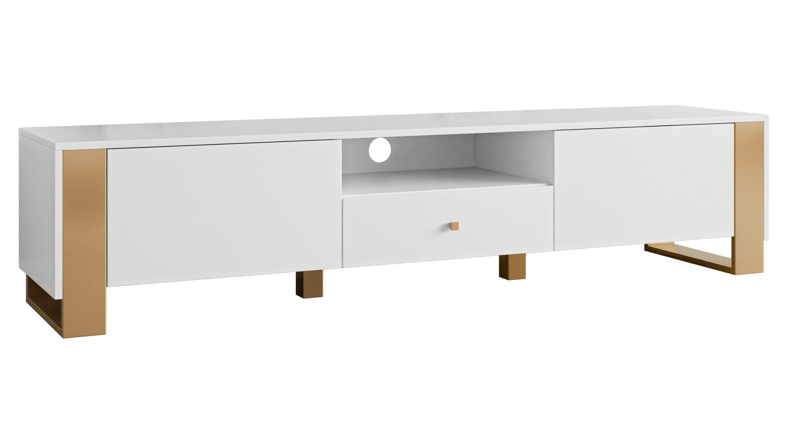 TV-LOWBOARD Loutio 2K1SZ - Goldfarben/Weiß, Holzwerkstoff/Kunststoff (180/40/40cm) - MIRJAN24