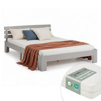 HOLZBETT mit Matratze 120/200 cm grau - Grau, Holz (120/200cm) - Homestyle4u