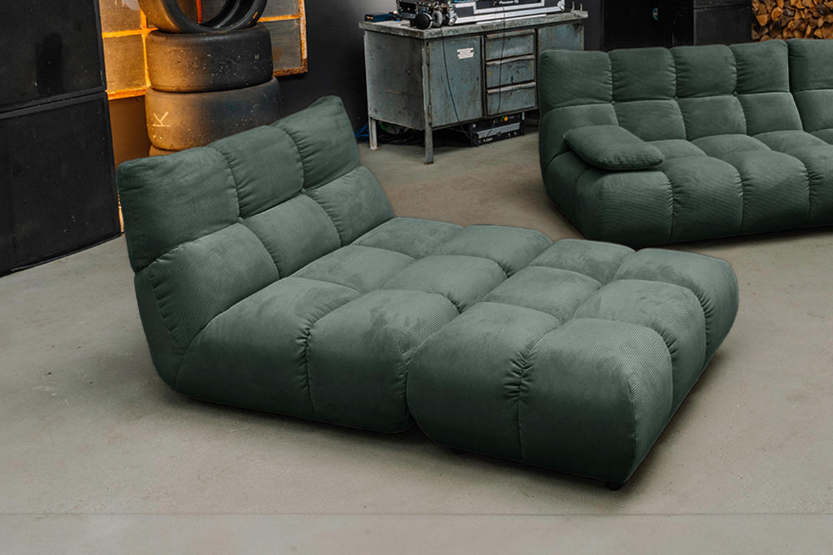 DREHSESSEL VIVIEN Smaragdgrün Cord Drehbar (360°) - Smaragdgrün/Schwarz, Kunststoff/Textil (112/85/108cm) - KAWOLA