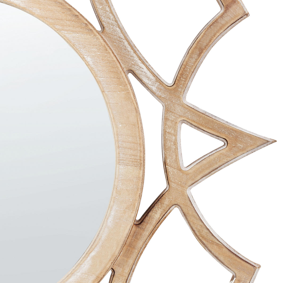 WANDSPIEGEL heller Holzfarbton rund 60 cm Zapopan - Hellbraun/Weiß, Holzwerkstoff (60/60/2cm) - Beliani