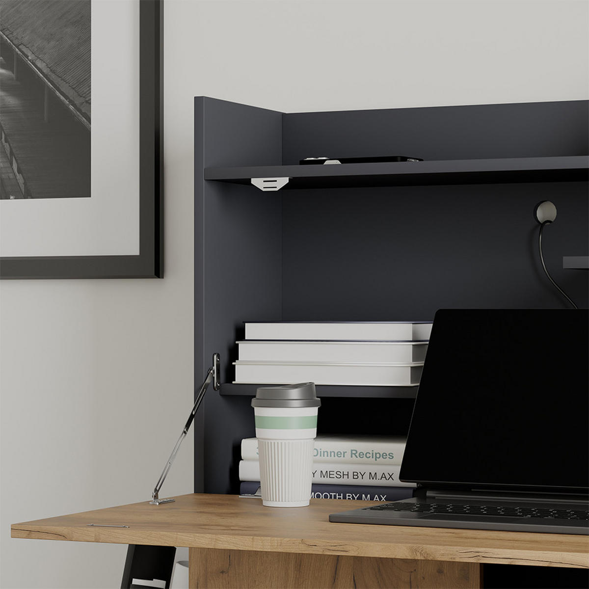 SEKRETÁŘSKÝ STŮL Alena Antracit - antracitová, kompozitní dřevo (28.6/85/128.5cm) - Vicco