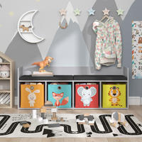 KINDERSITZBANK Luigi Weiß 142.4 x 53.4 cm 4 Fächer, mit Faltboxen bunt - Weiß, Holzwerkstoff (142.4/53.4/31.2cm) - Vicco