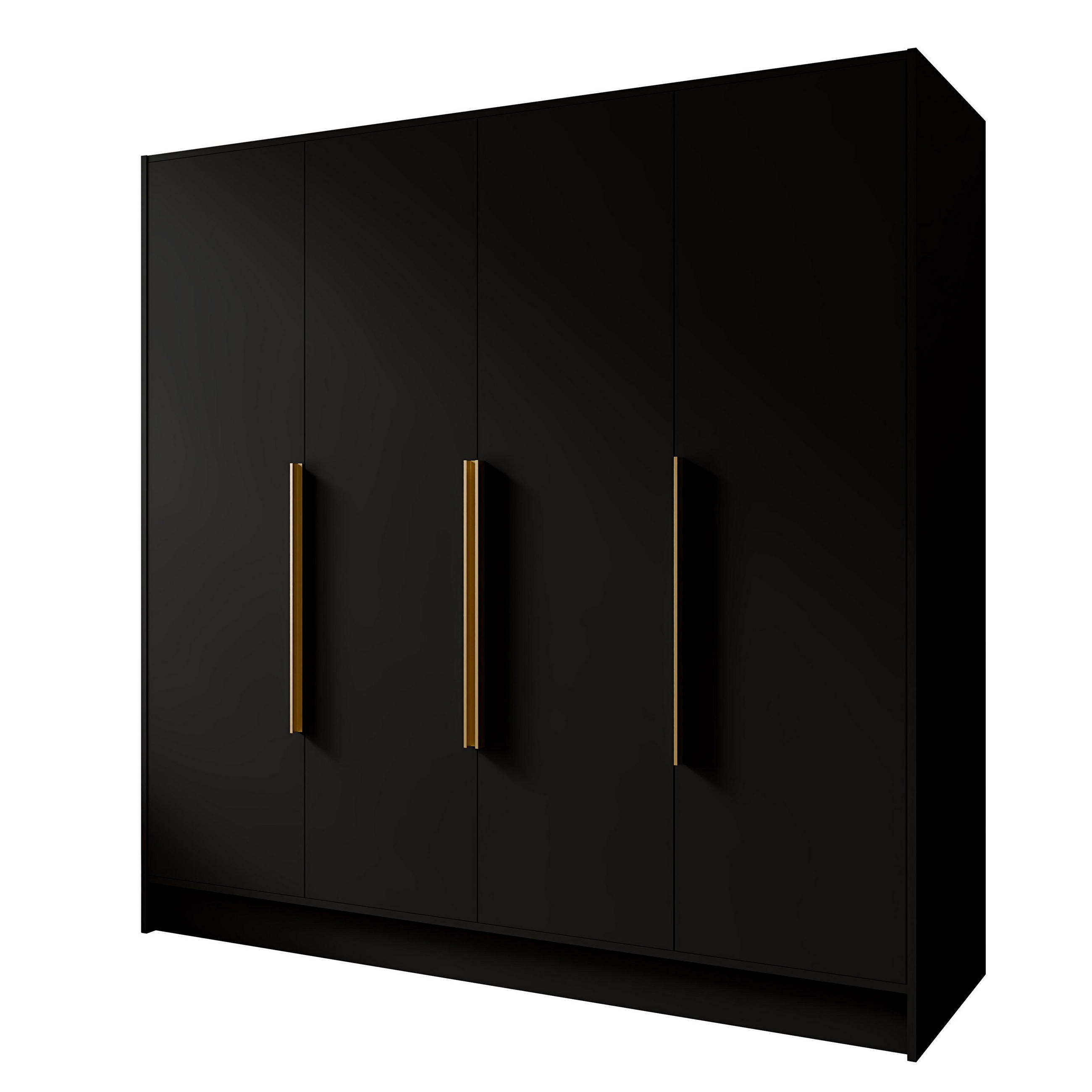 DREHTÜRENSCHRANK BERON 200/200/51 cm Modern Kleiderschrank 4-türig Schwarz - Schwarz, Holzwerkstoff (200/200/51cm) - MASSENO