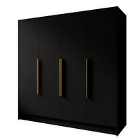 DREHTÜRENSCHRANK BERON 200/200/51 cm Modern Kleiderschrank 4-türig Schwarz - Schwarz, Holzwerkstoff (200/200/51cm) - MASSENO