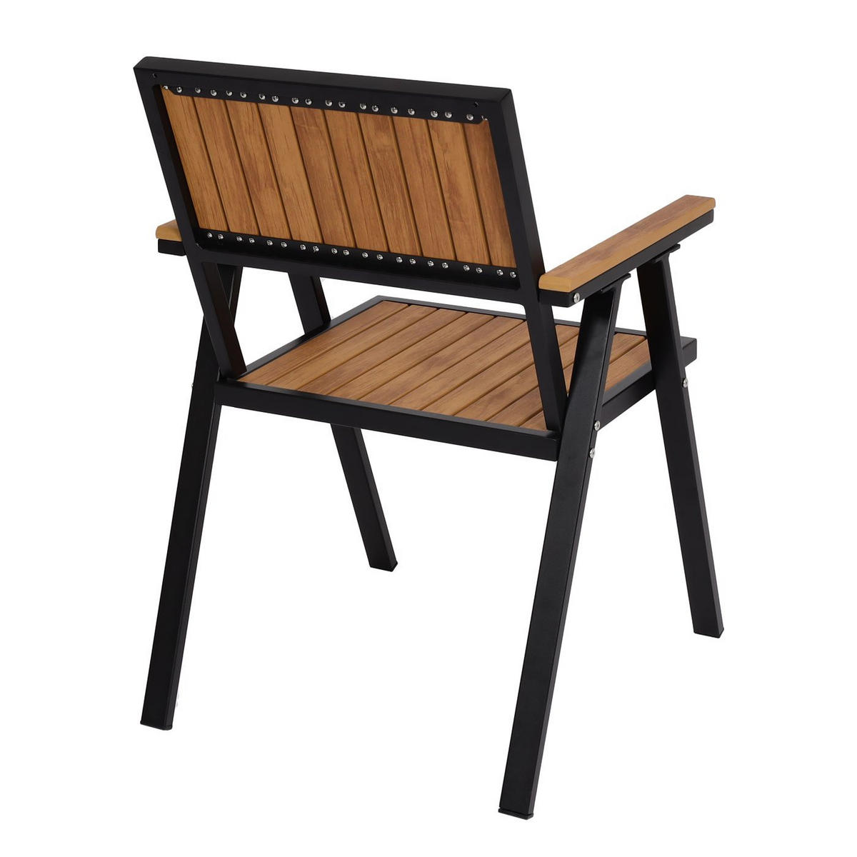 GARTENSTUHL 2er-Set HxBxT 87x57x53cm Sitzhöhe 43cm Outdoor-Beschichtung Aluminium Holzoptik Gestell Schwarz Teak - Teakfarben, Kunststoff (57/87/53cm) - PROREGAL
