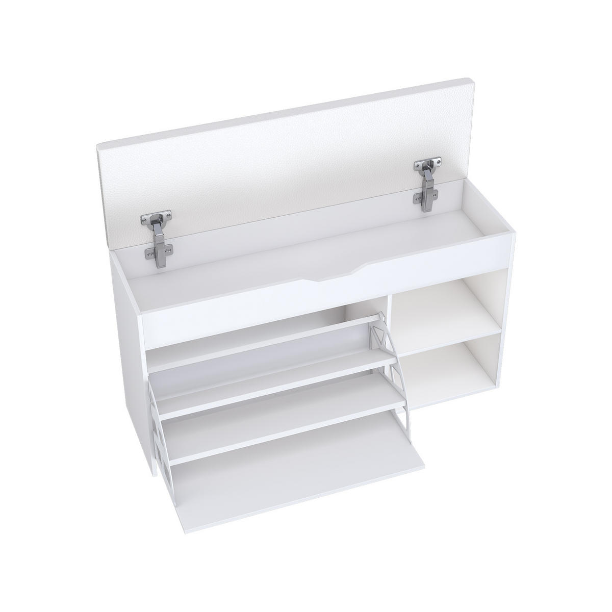 SCHUHBANK weiß & pu-leder, mit staufach & gepolsterter sitzfläche - Weiß, Holzwerkstoff (100/52/30cm) - Urban Meuble