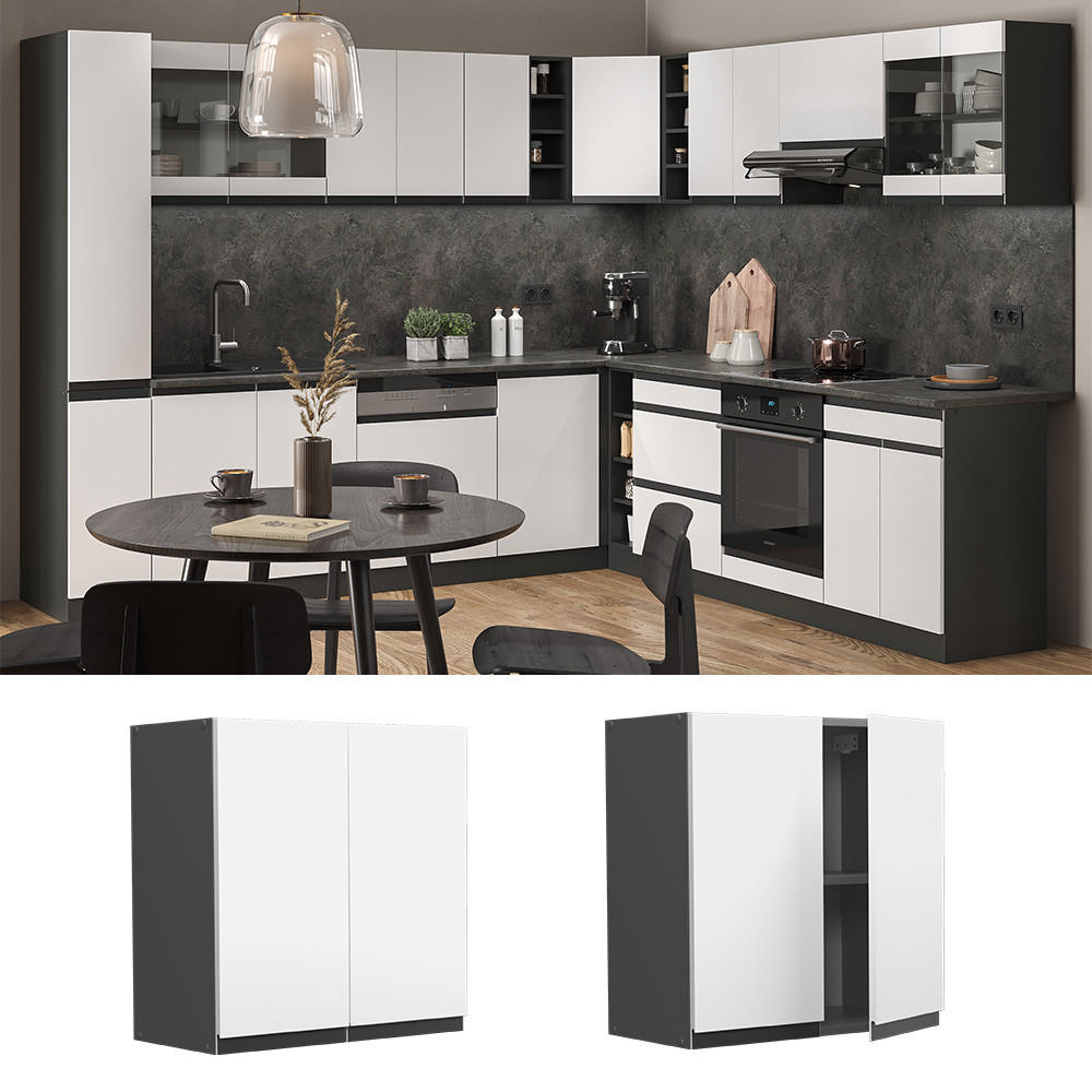 HÄNGESCHRANK R-Line Weiß 60 cm J-Shape - Anthrazit/Weiß, Holzwerkstoff (60/60/31cm) - Vicco