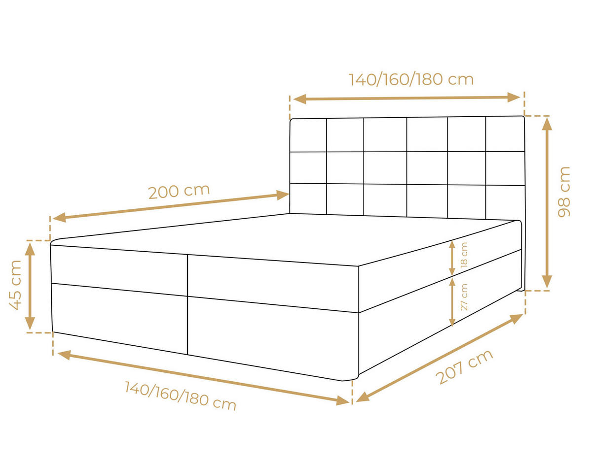 BOXBETT GECETENI 160x200 cm mit Bettkasten und Matratze - Grau - Schwarz/Grau, Holz/Holzwerkstoff (160/200cm) - AX Living