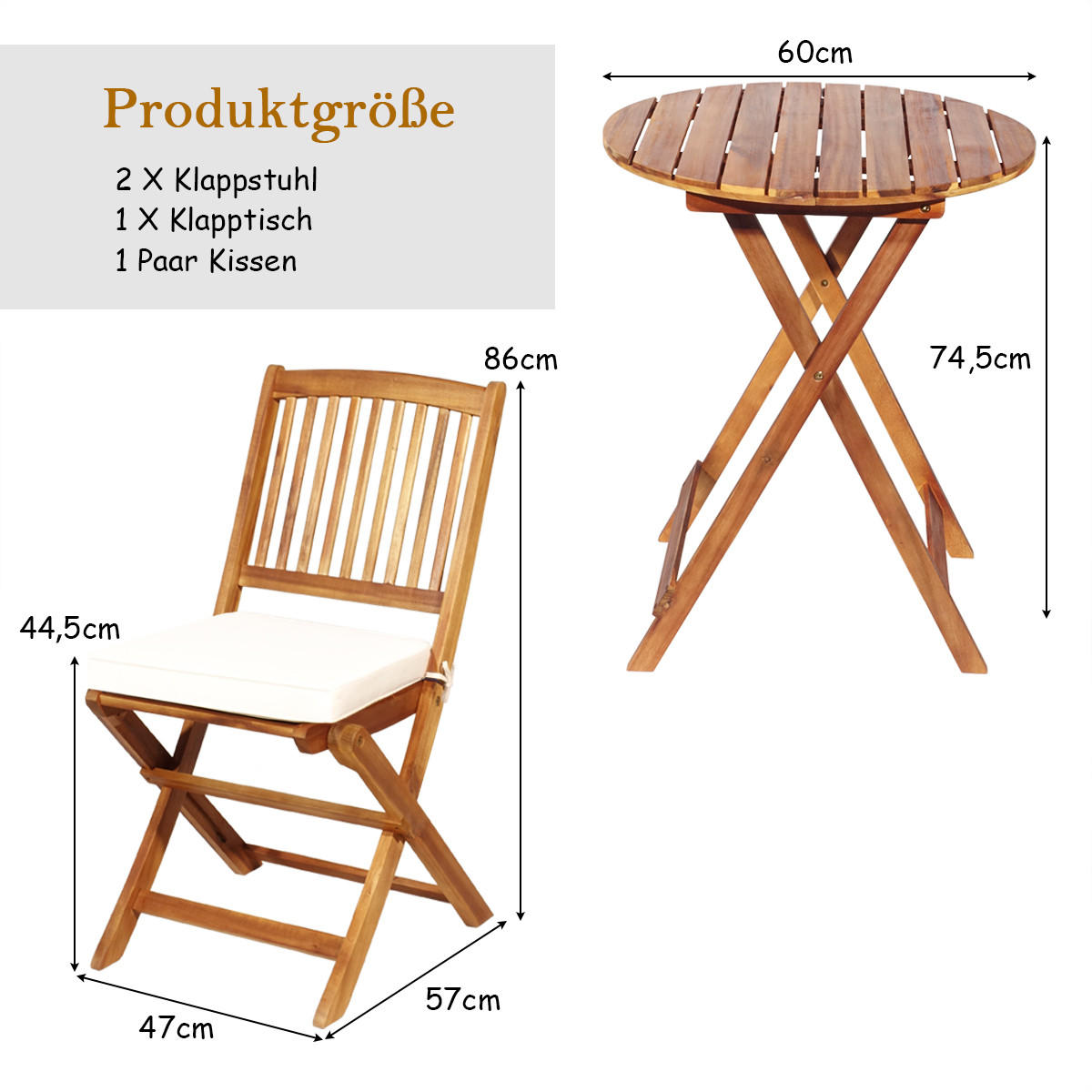 TERRASSENMÖBEL-SET Beige(3-teilig) - Beige, Holz - COSTWAY