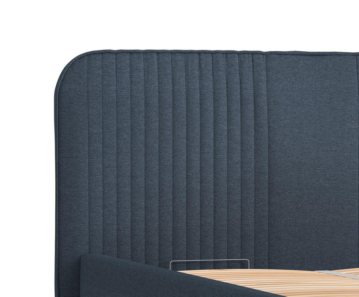 POLSTERBETT Livy Marineblau 160/200 cm im Webstoff - Naturfarben/Dunkelblau, Holz/Holzwerkstoff (160/200cm) - Maison de Reve