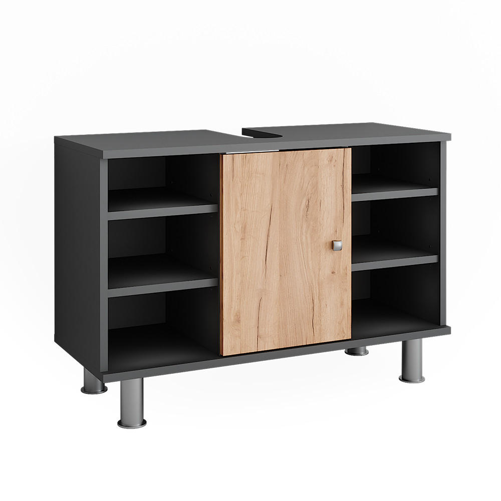 TVÄTTSTÄLLSSKÅP Fynn Antracit/Goldkraft ek 80x54 cm Antracit, Honungsek 54/80/32 cm