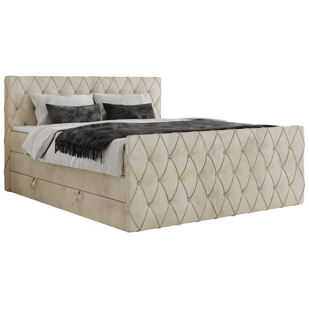 MKS POSTEL BOXSPRING MIREN KING DUO 180/200 - Béžová Samet - H3