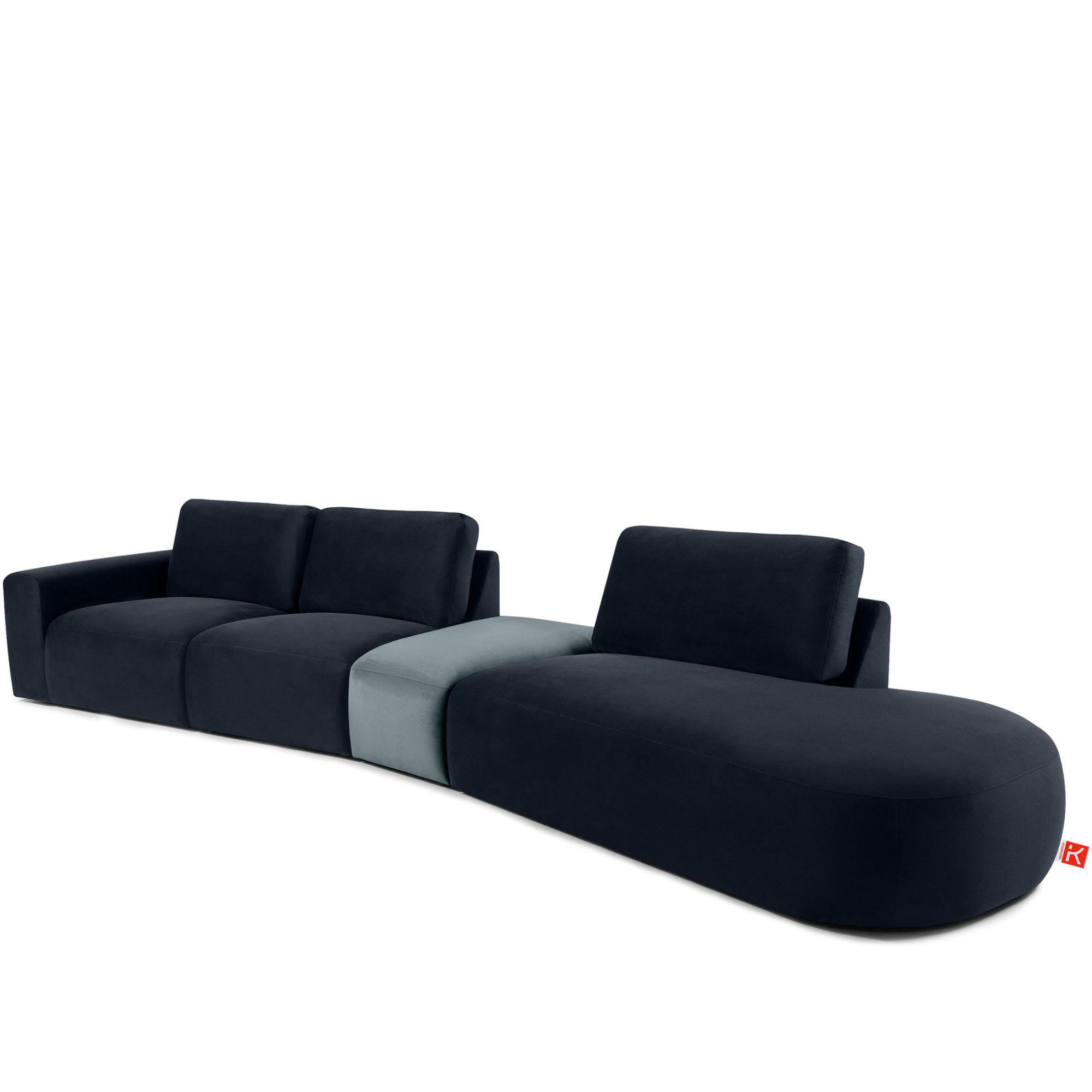 5-SITZER ECKSOFA ZUCCO Velour rechts, Marineblau - Blau, Textil (430/84/105cm) - KONSIMO®