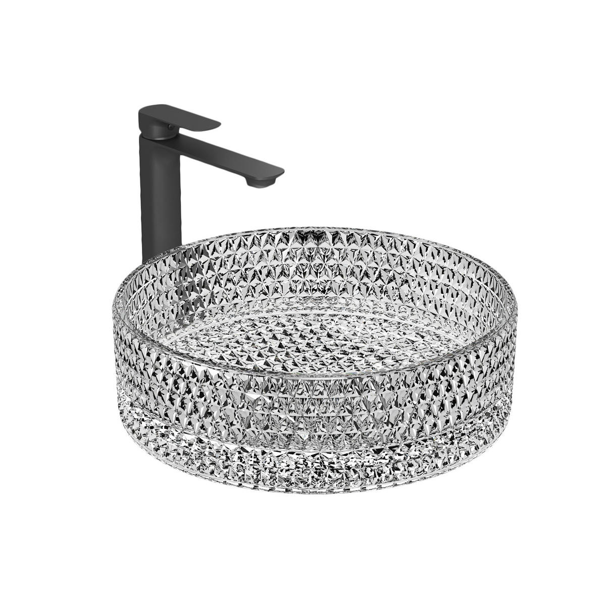 WASCHBECKEN Klarglasspüle Rund Ø36 / 11,2 cm - Weiß, Glas (36/11.2/36cm) - EMKE