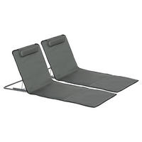 STRANDMATTE, 2er Set Faltbare Strandliege mit Kopfkissen, Tragetasche, Grau - Grau, Metall (53/35/124cm) - Outsunny