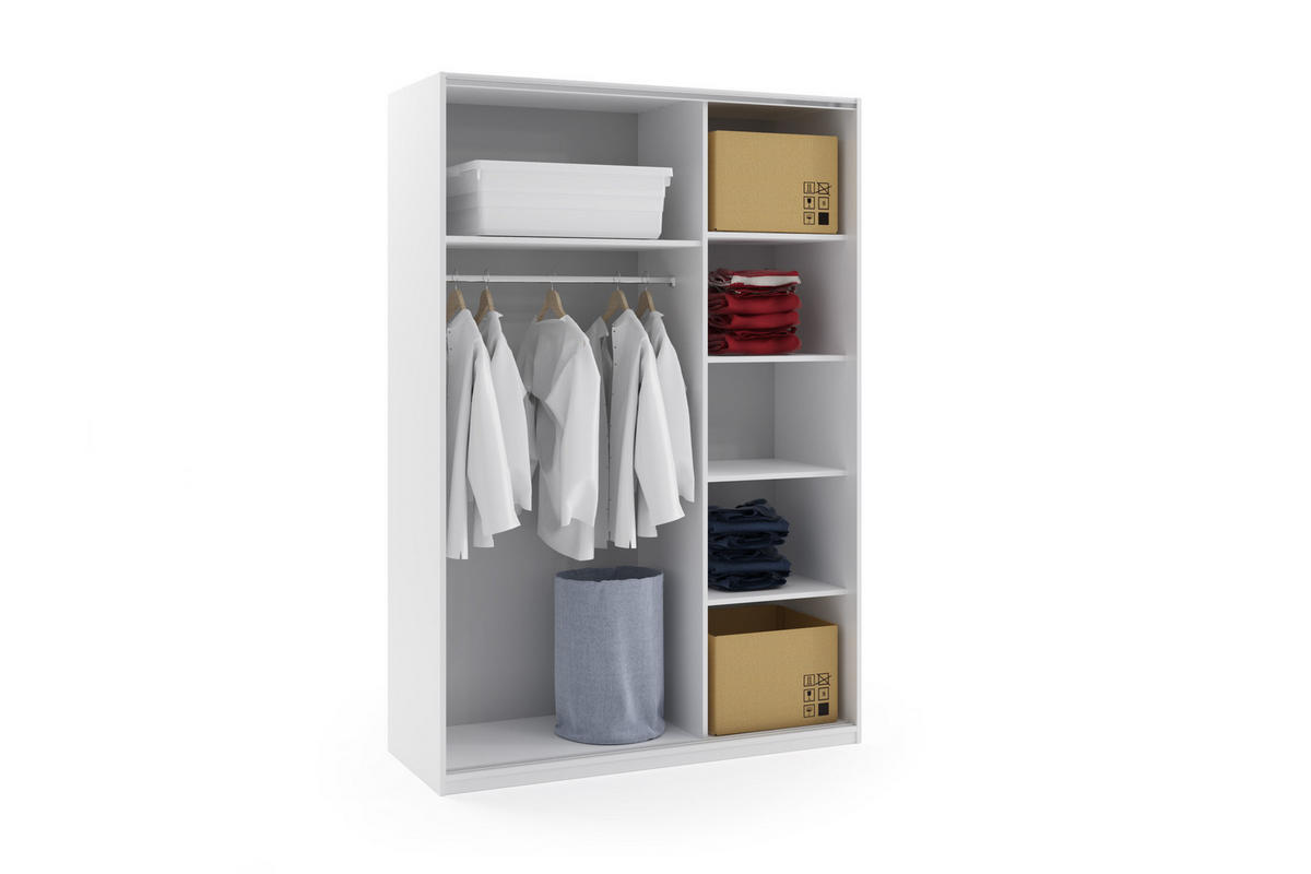 KLEIDERSCHRANK mit Spiegel - Napoli 3 - Kaschmir, Holzwerkstoff (120/245/67cm) - BM-Möbel