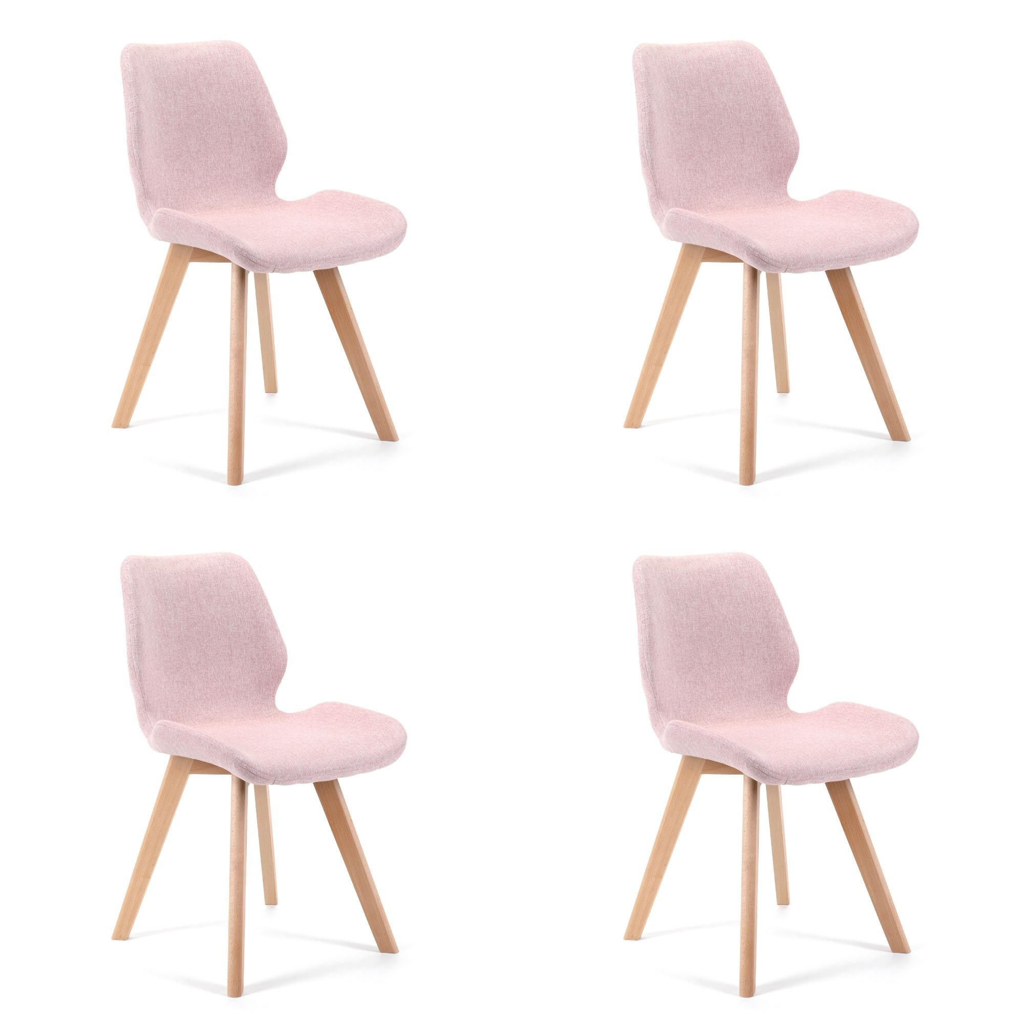 STUHL 4er-Set Rosa - Pink/Eichefarben, Holz/Textil (45.5/82.5/53cm) - Akord