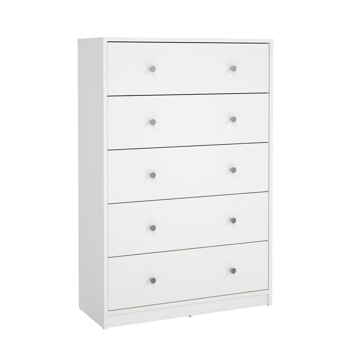 52. KOMMODE mit 5 Schubladen weiß lise 72,4/29,8/108,1 cm - Weiß, Holzwerkstoff (29.8/108.1/122.2cm) - Calicosy