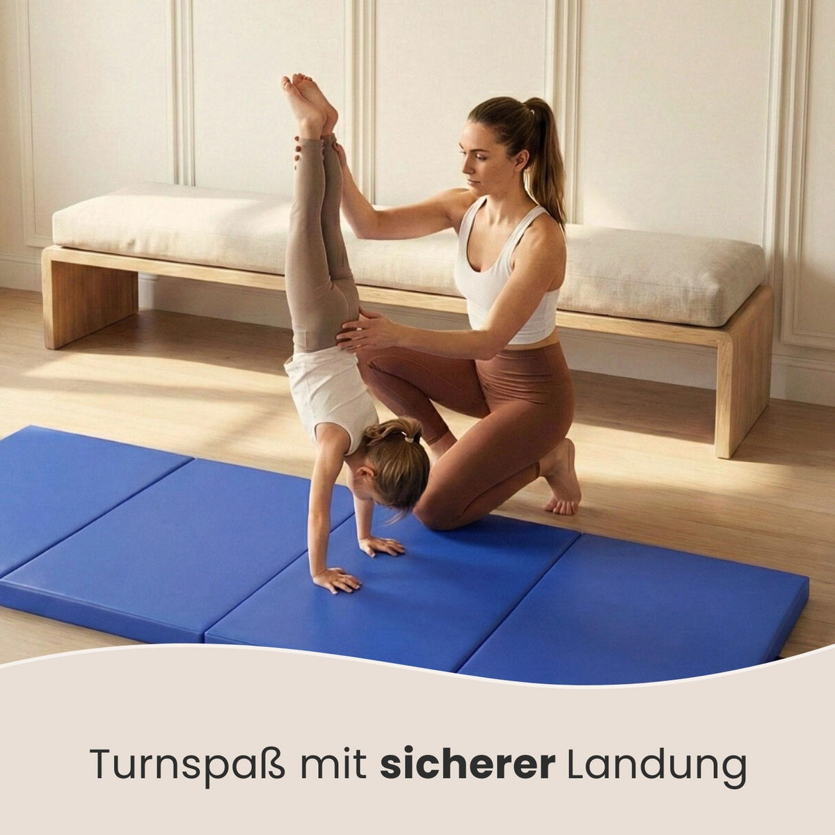 GYMNASTIKMATTE zum Wenden - 180/60/5 cm Faltbare Turnmatte - Blau, Kunststoff (60/180cm) - eyepower