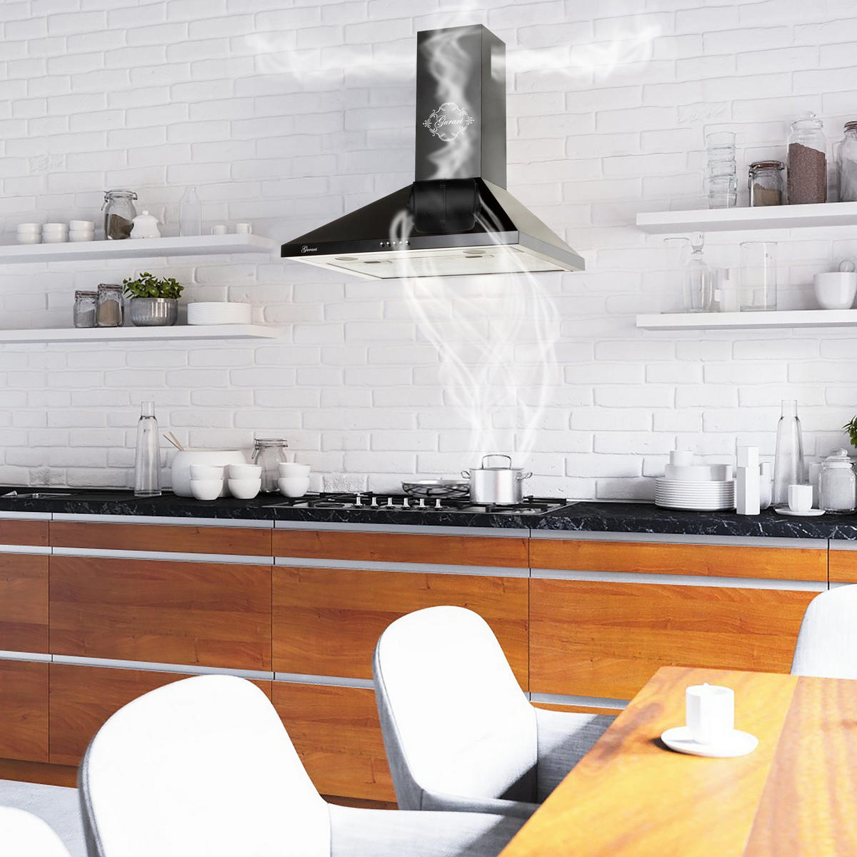 DUNSTABZUGSHAUBE GCH C 147 BL 6 N 60 cm Schwarz - Schwarz, Metall (60/87/47cm) - Gurari