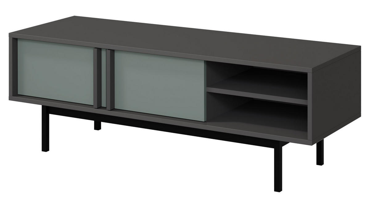 TV-LOWBOARD Alsy 2D AL10 - Anthrazit/Grün, Holzwerkstoff/Kunststoff (123/43/43cm) - MIRJAN24