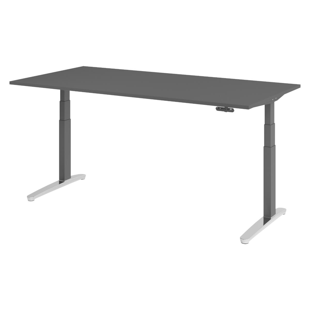 SCHREIBTISCH elektrisch XBHM 100/200/74 cm in Graphitfarben/Graphitfarben/Alu poliert - Graphitfarben, Holzwerkstoff (100/200/74cm) - bümö