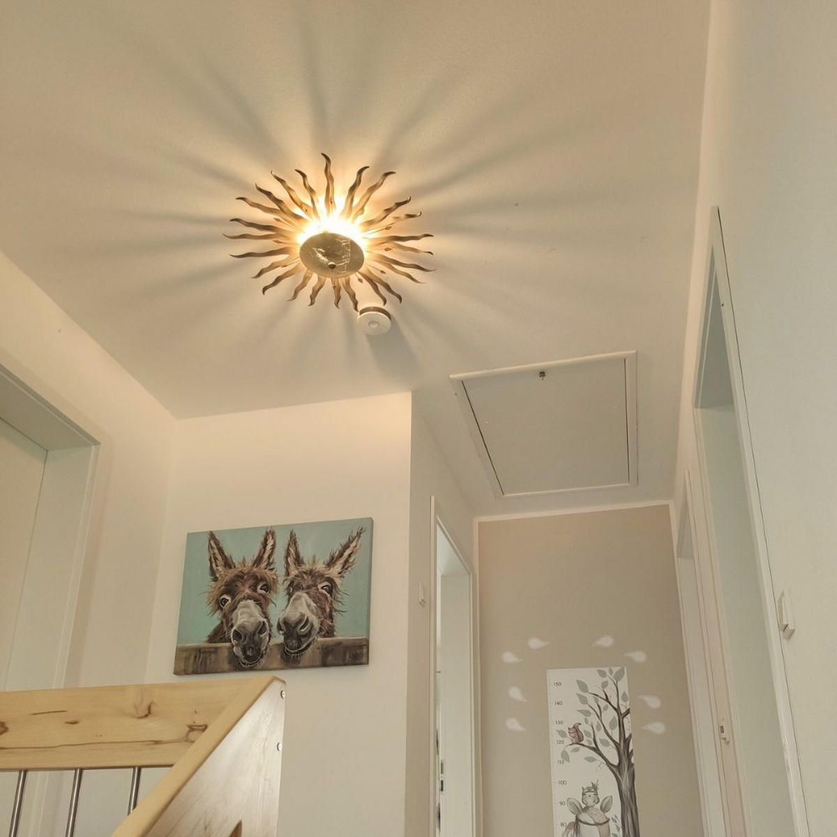WAND-/DECKENLAMPE Diator L handgeschmiedete Sonne Rost- & Goldfarben - Goldfarben, Metall (47/47/15cm) - s.luce