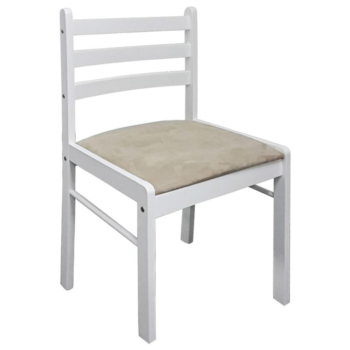ESSZIMMERSTÜHLE 4 Stk. Weiß Massivholz Gummibaum und Samt 44*45*81cm - Weiß/Grau, Metall (44/81/45cm) - ZMH