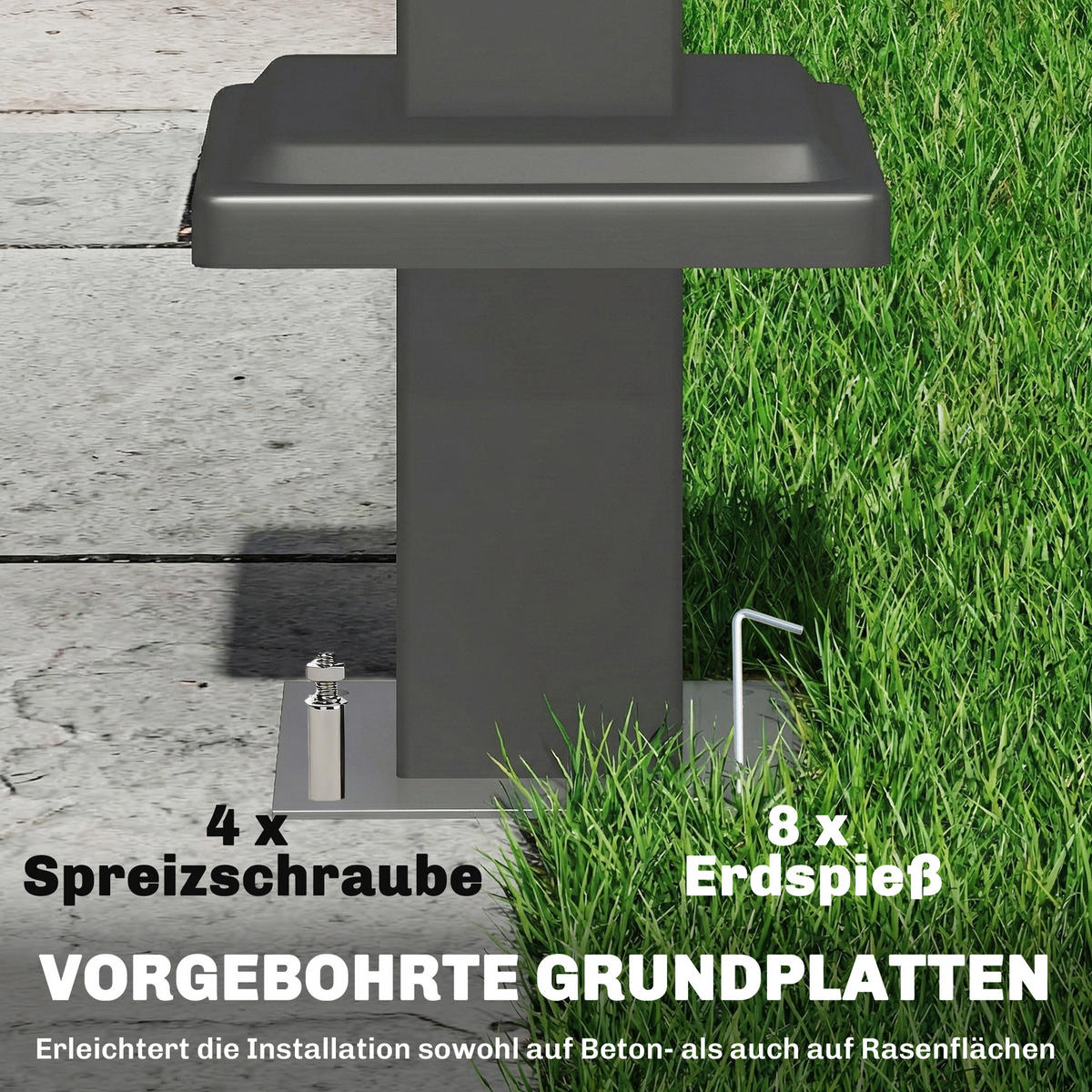 GRILLPAVILLON Polyester Metall Dunkelgrau - Dunkelgrau, Metall (146/255/245cm) - Outsunny