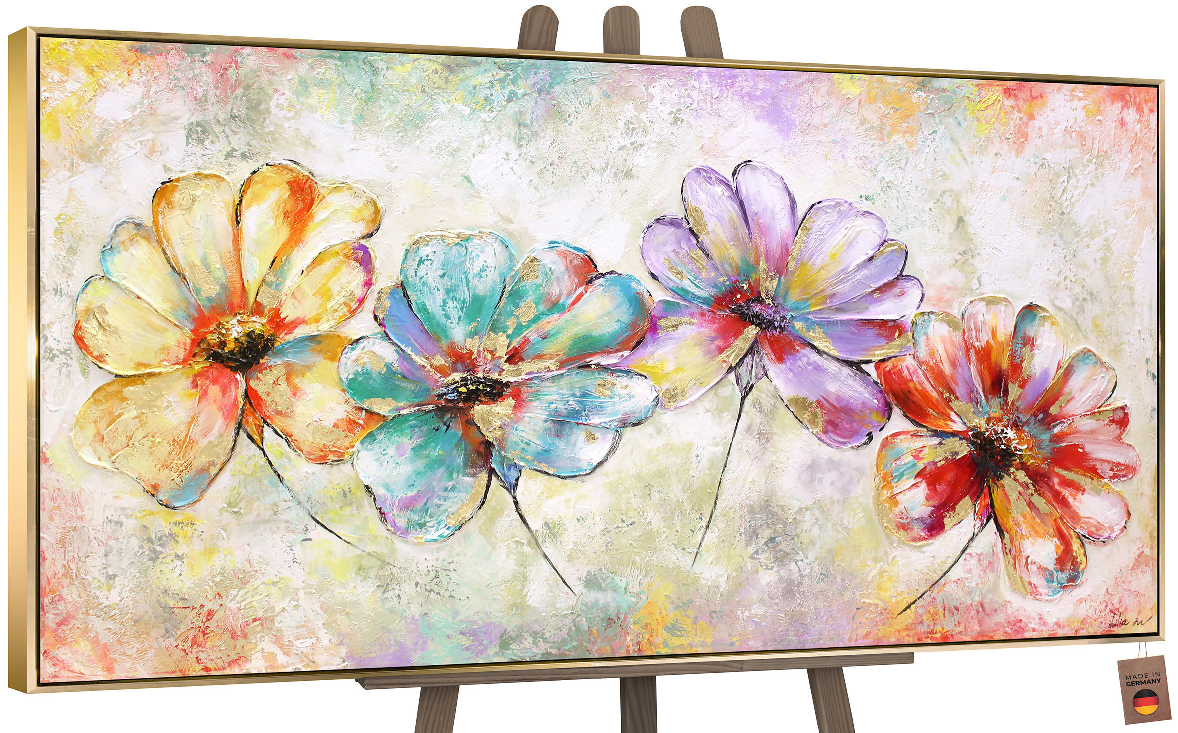 YS-art gallery Gemälde Gold 100x50 cm